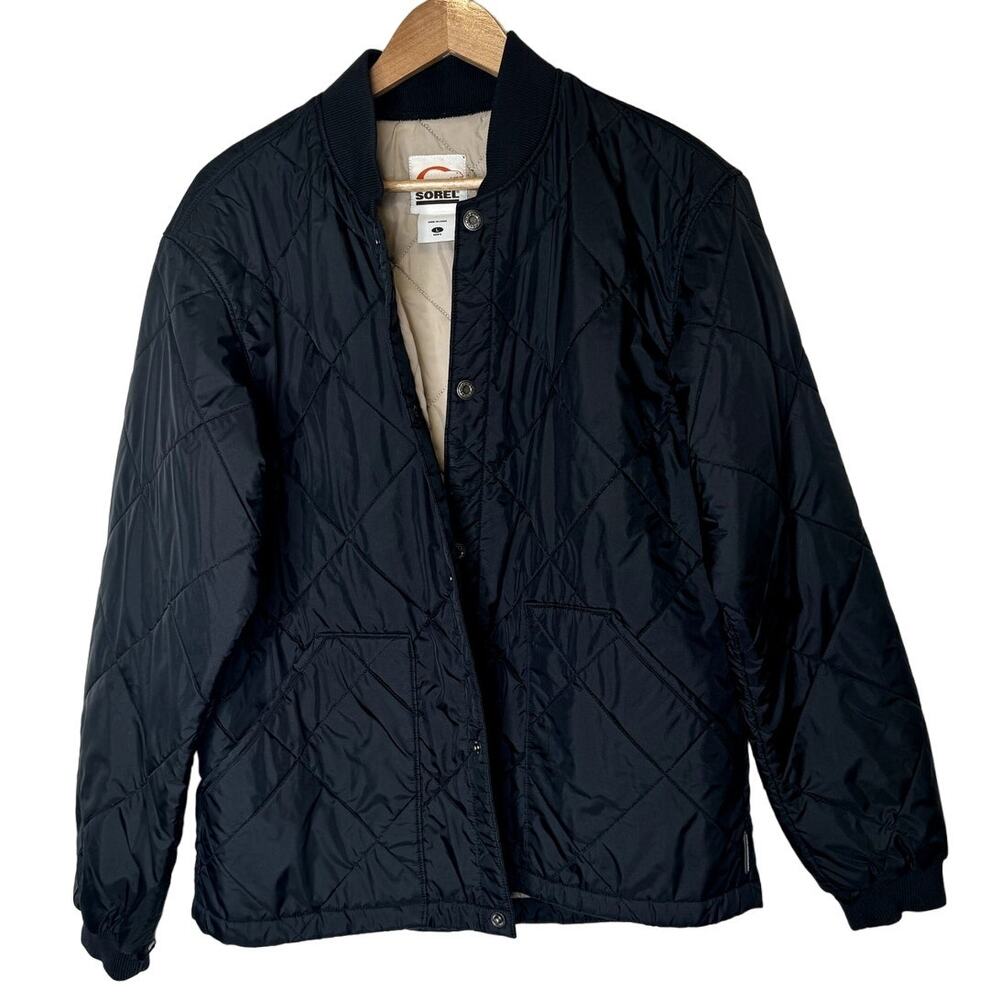 Sorel Mens Quilted Chore Nylon Puffer Jacket Black Size Large Lightweight - Picture 1 of 6